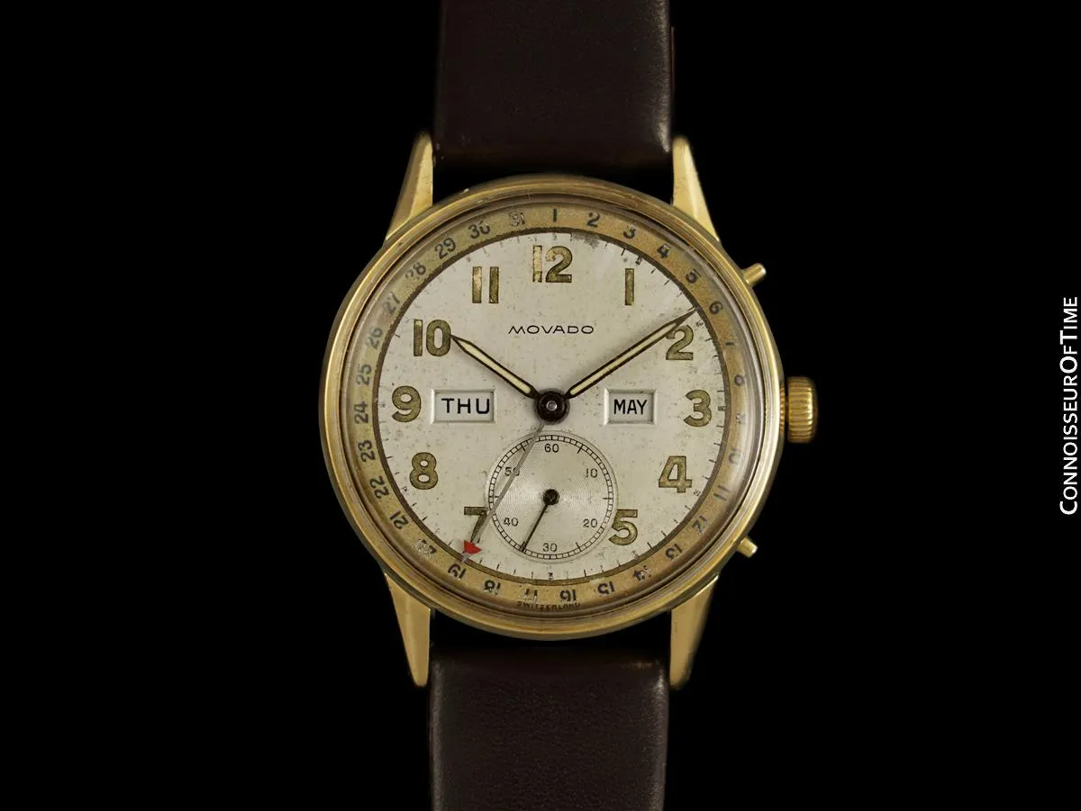 1940's Movado Vintage Triple Calendar "FDR's Watch" - 14K Gold - The Calendograph