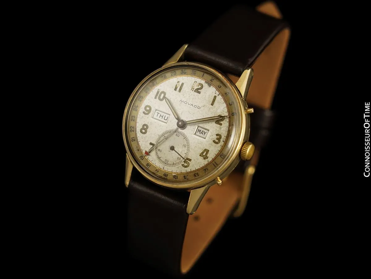 1940's Movado Vintage Triple Calendar "FDR's Watch" - 14K Gold - The Calendograph