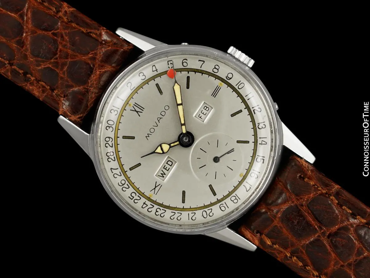1940's Movado Vintage Triple Calendar, SS Version of "FDR's Watch" - The Calendograph