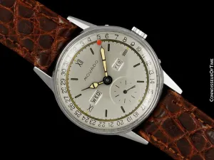 1940's Movado Vintage Triple Calendar, SS Version of "FDR's Watch" - The Calendograph