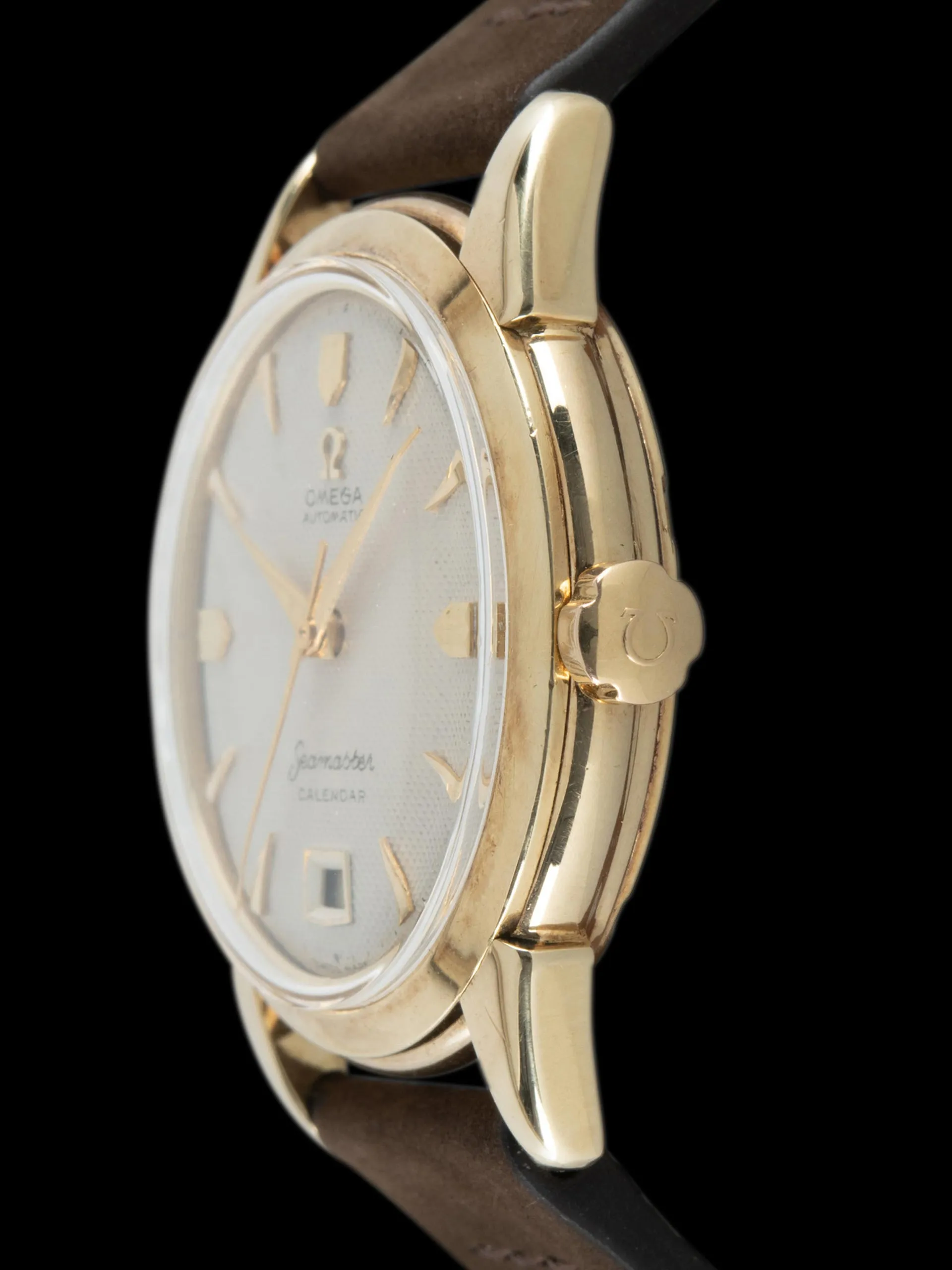 1950 Omega Seamaster Calendar 14K YG (Ref. 2627) White "Honeycomb" Dial