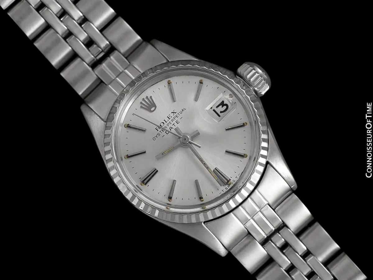 1961 Rolex Classic Vintage Ladies Date Datejust Watch, Silver Dial - Stainless Steel and 18K White Gold