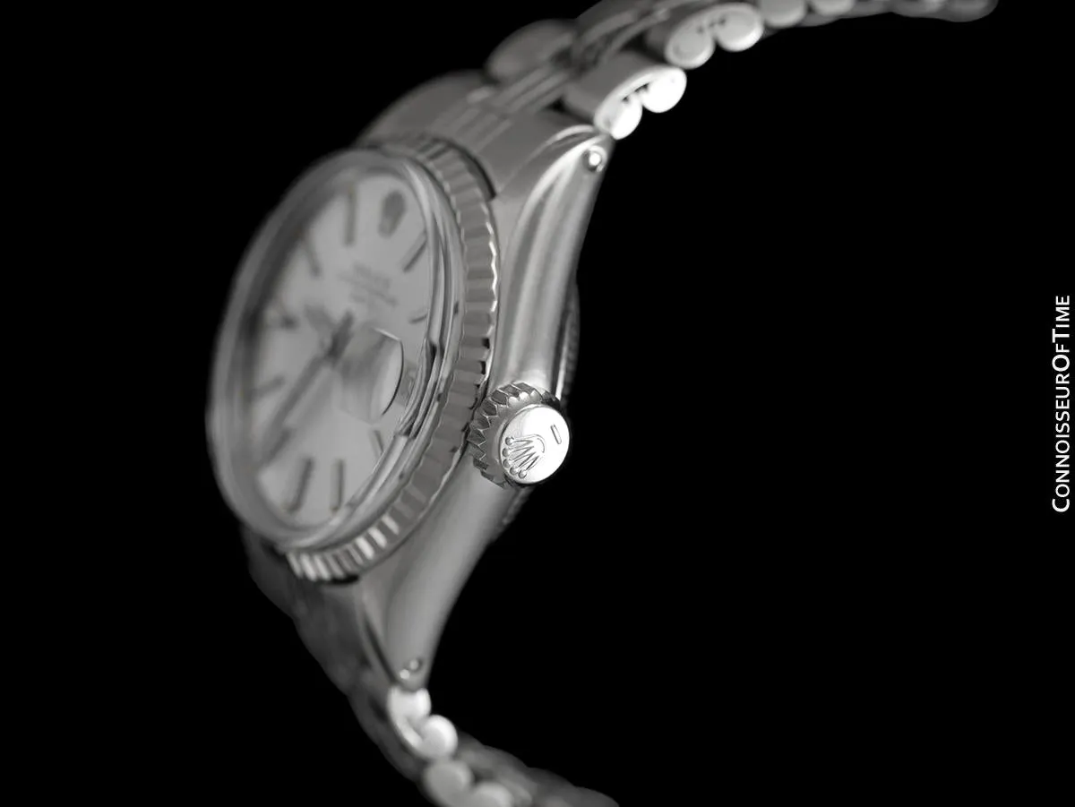 1961 Rolex Classic Vintage Ladies Date Datejust Watch, Silver Dial - Stainless Steel and 18K White Gold