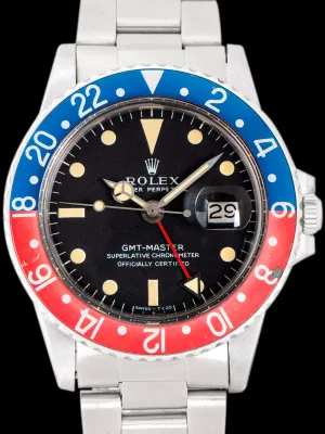 1970 Rolex GMT-Master (Ref. 1675) Mk I Dial W/ Military Provenance, Box, Double Punch Papers, & Extensive RSC History