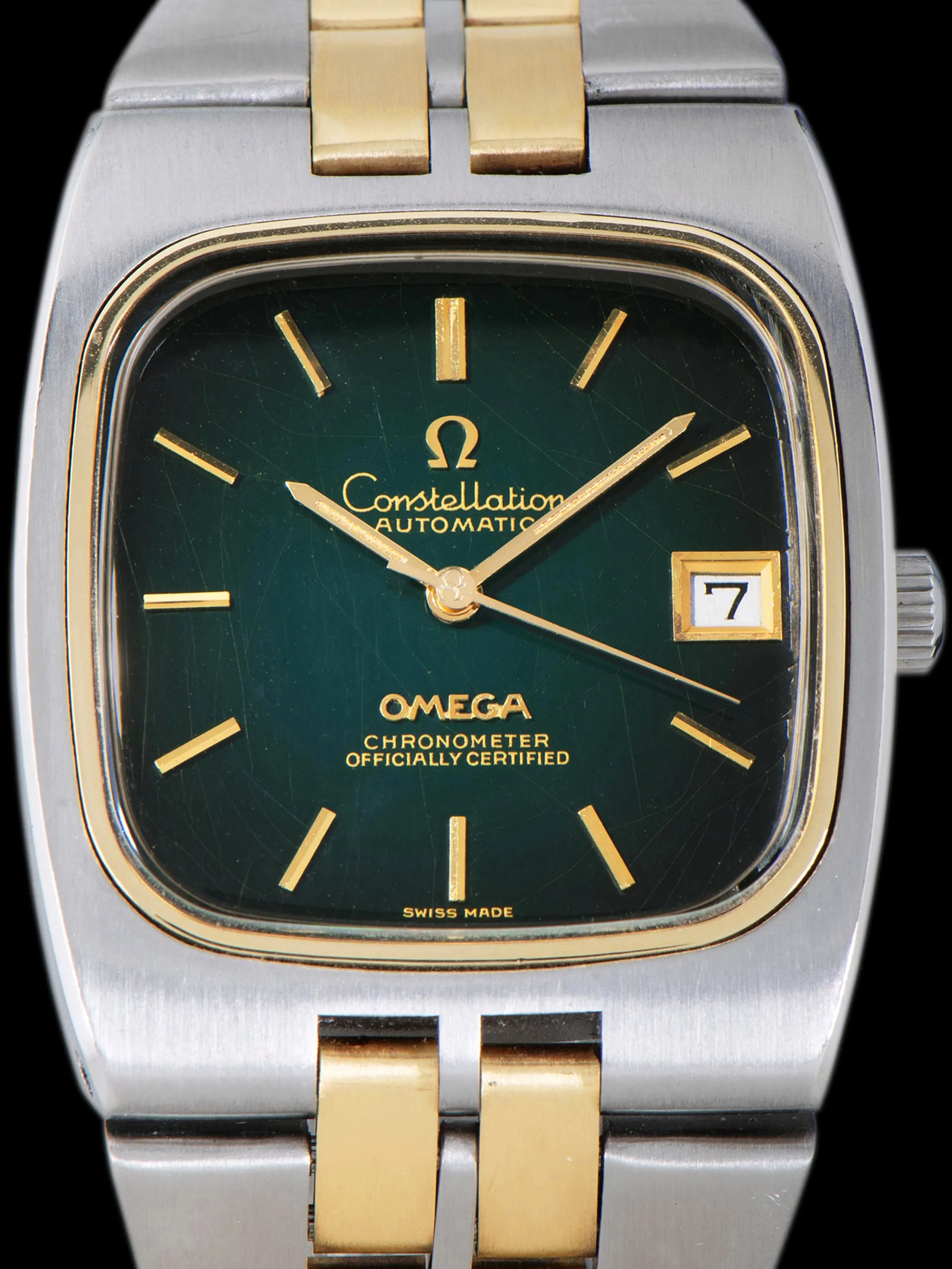 1974 Omega Two-Tone Constellation "TV Case" (Ref. 168.0059) Green Vignette "Spider" Dial