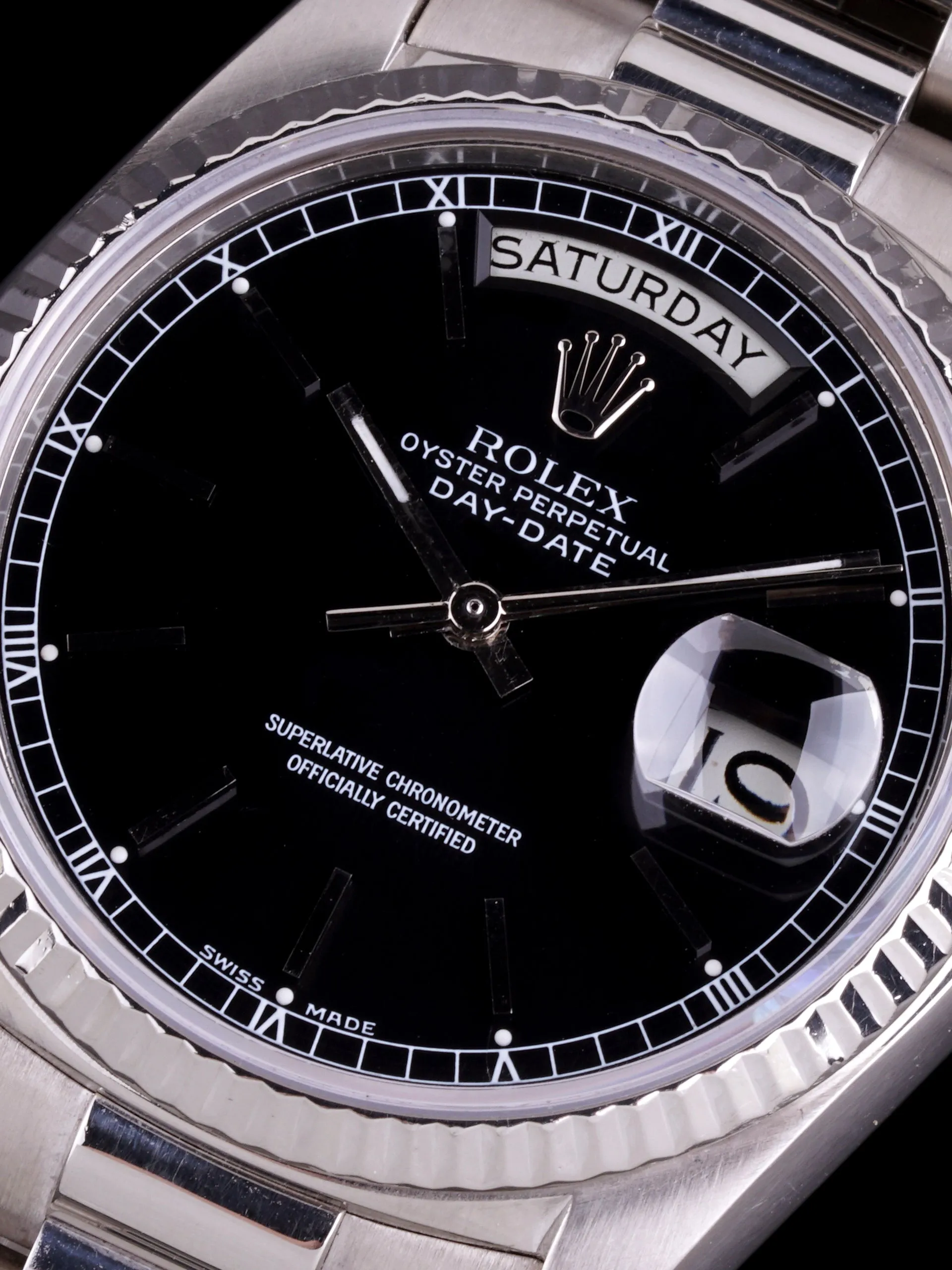 1977 Rolex Day-Date 18k WG (Ref. 18039) Black Service Dial