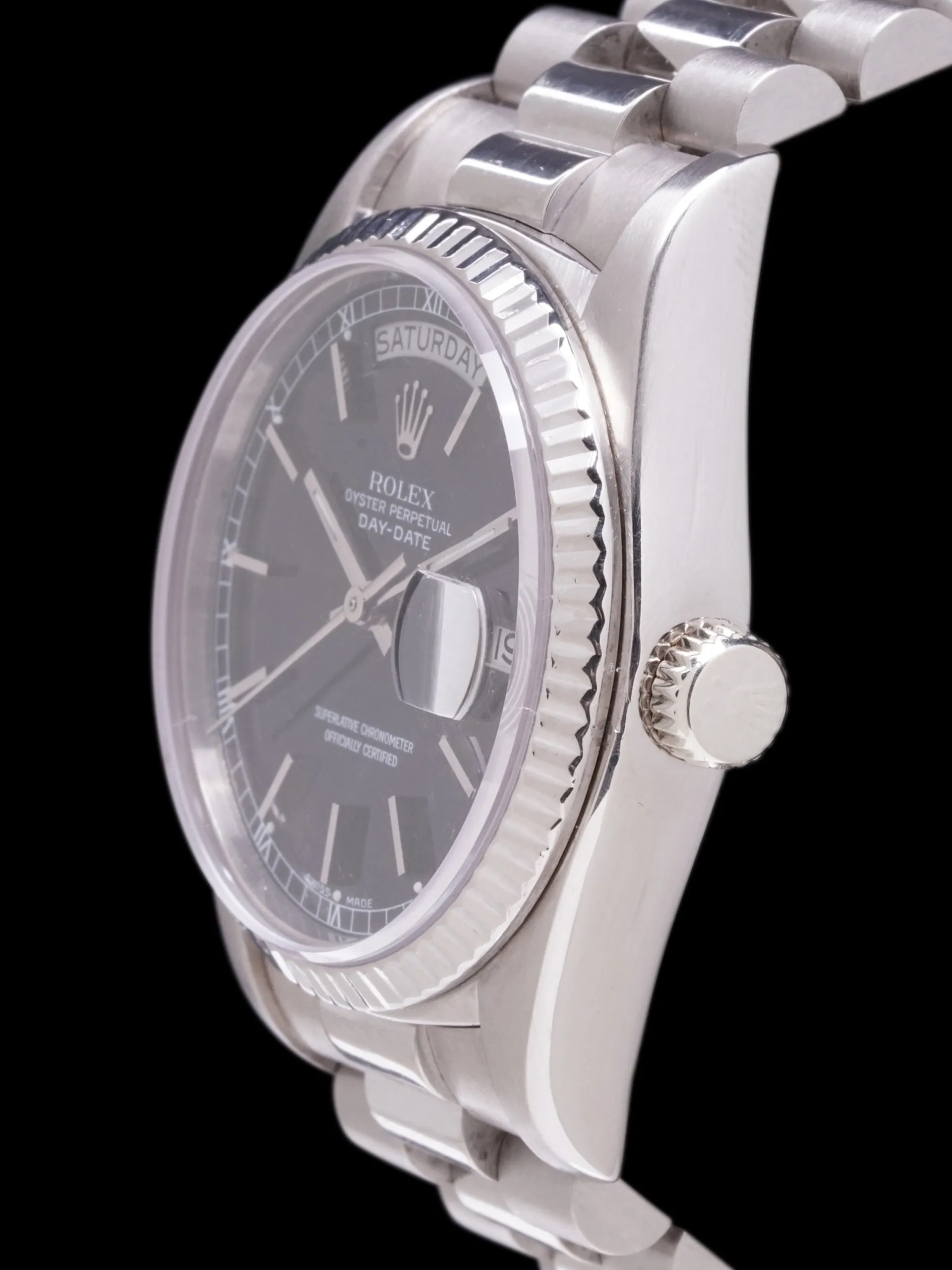 1977 Rolex Day-Date 18k WG (Ref. 18039) Black Service Dial