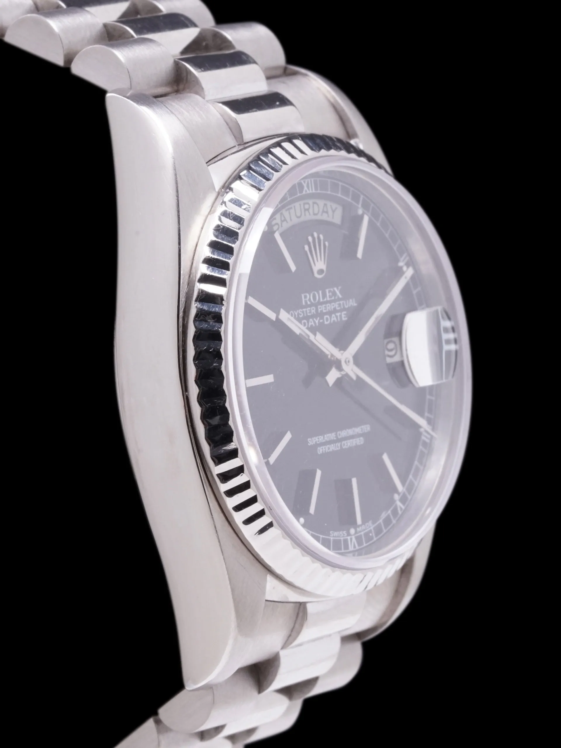 1977 Rolex Day-Date 18k WG (Ref. 18039) Black Service Dial