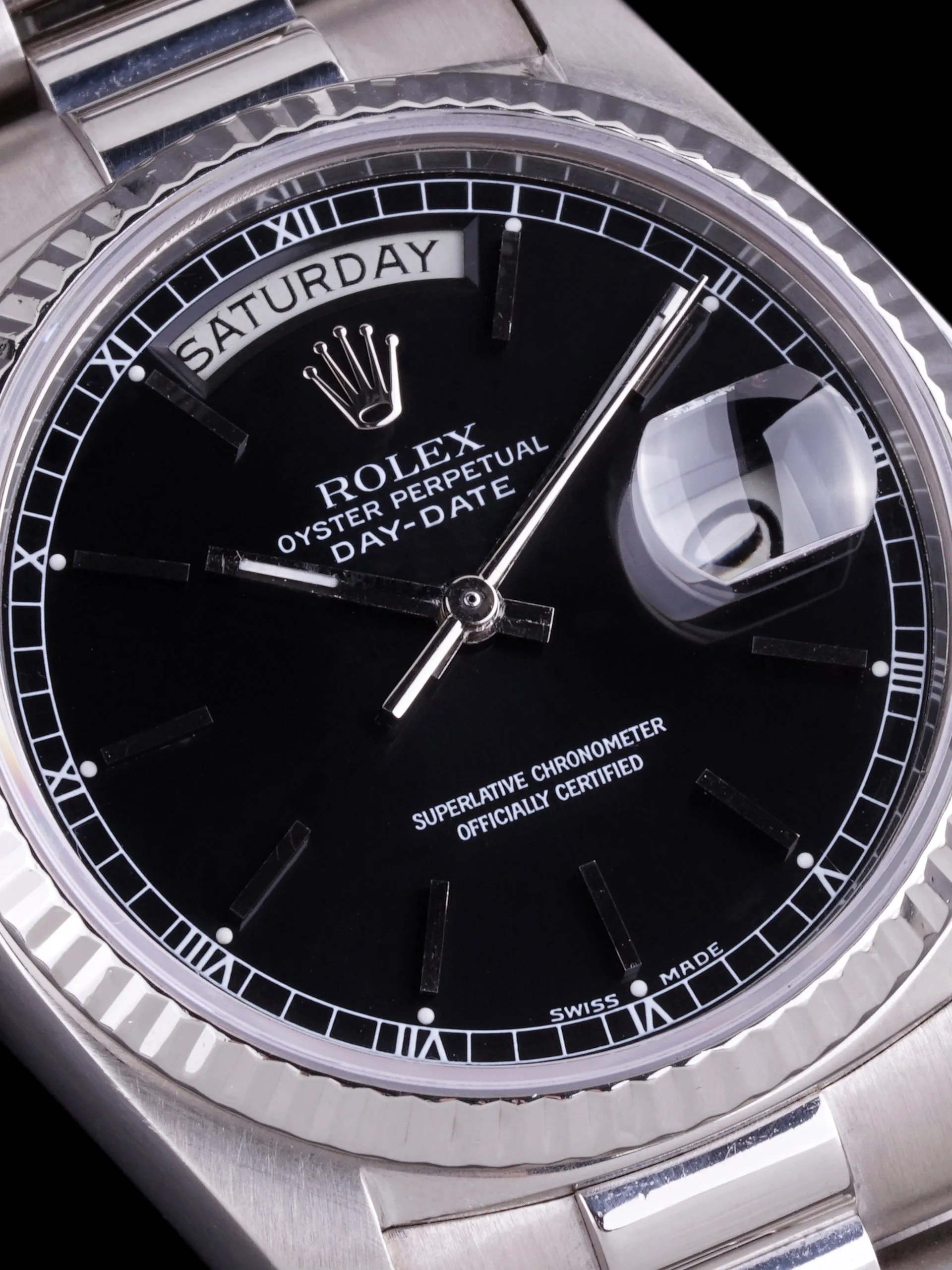 1977 Rolex Day-Date 18k WG (Ref. 18039) Black Service Dial
