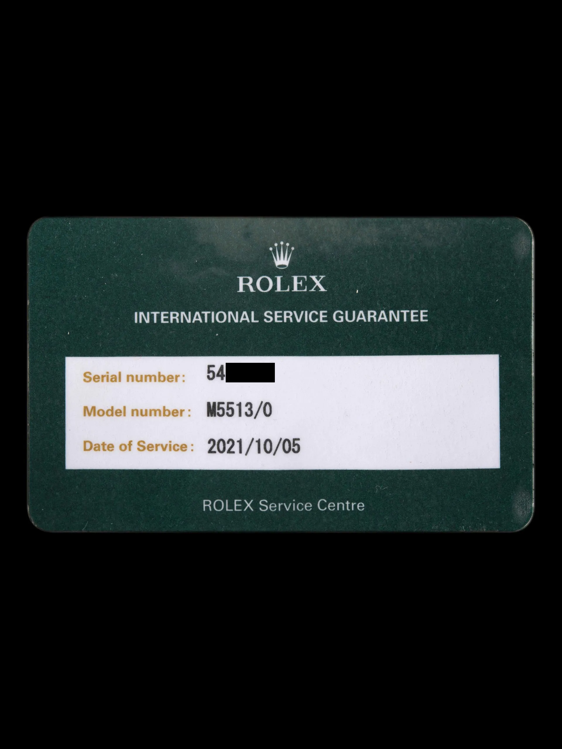 1978 Rolex Submariner (Ref. 5513) Mk. I MAXI W/ Rolex Service Center Card