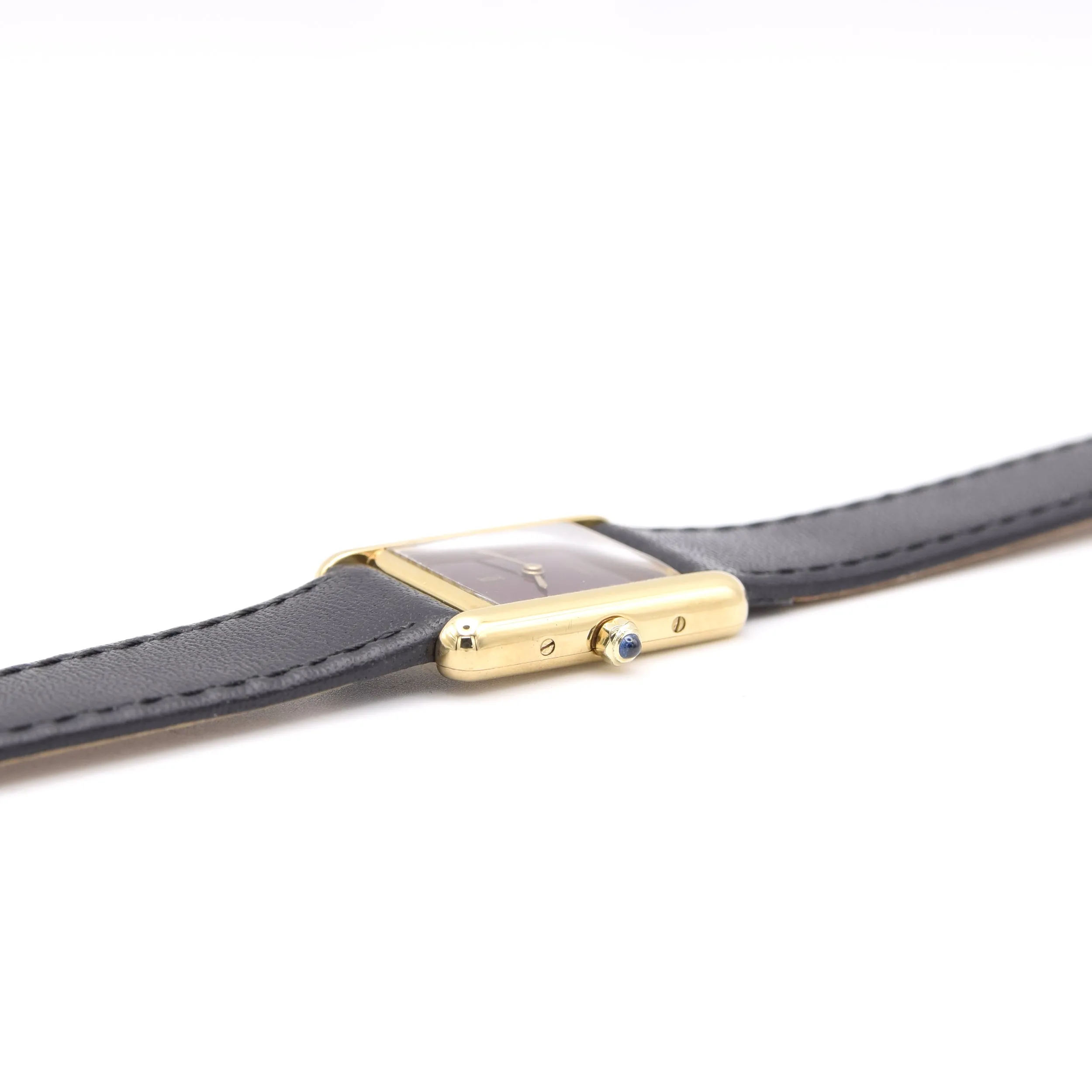1986 Cartier Ladies Tank Swiss quartz with Rare Burgundy Red  Dial in 925 Sterling Silver Gilt Vermeil Case with Box and Papers