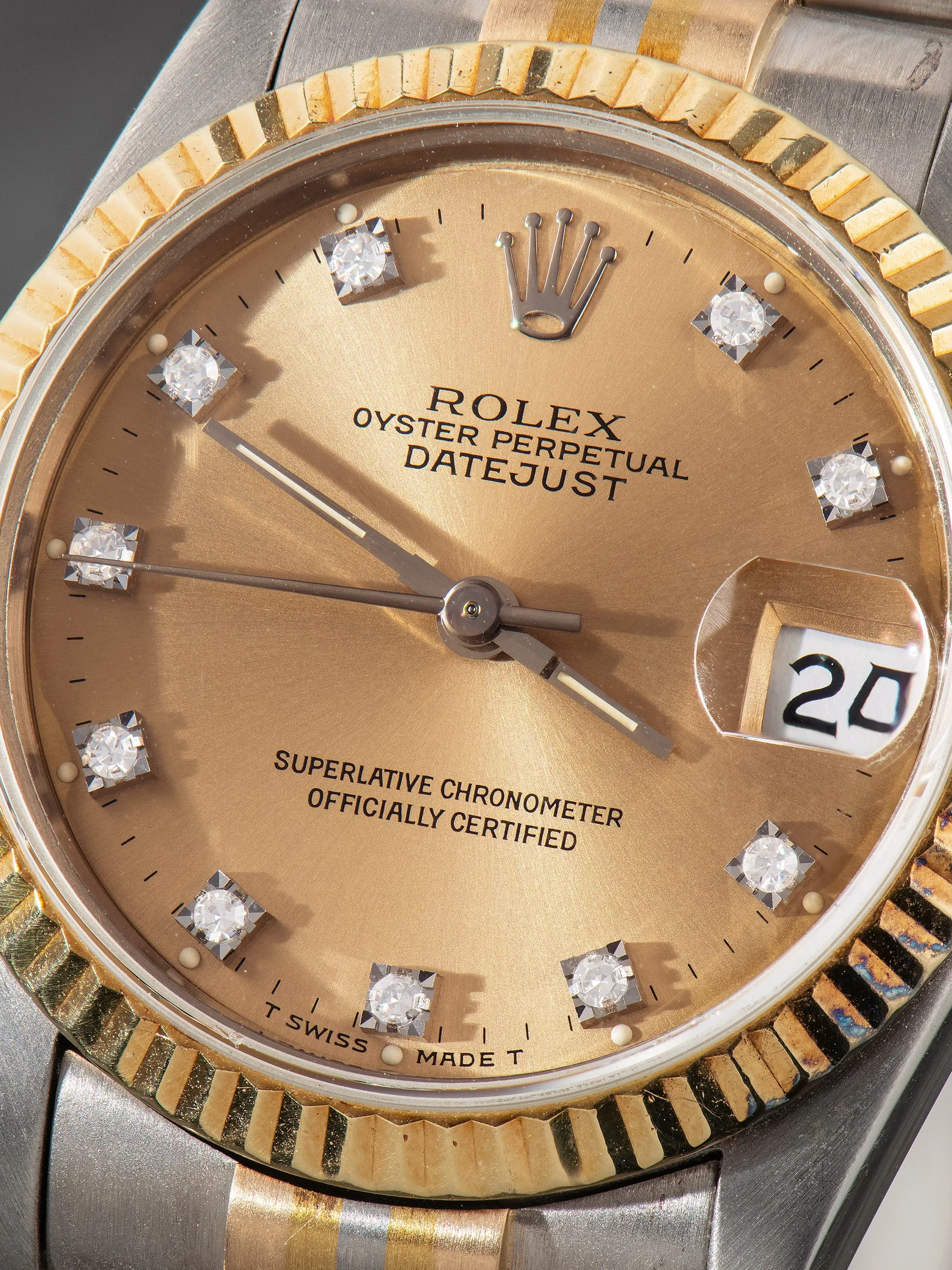 1986 Rolex Midsize Datejust Tridor (Ref. 68279B) Salmon Diamond Dial