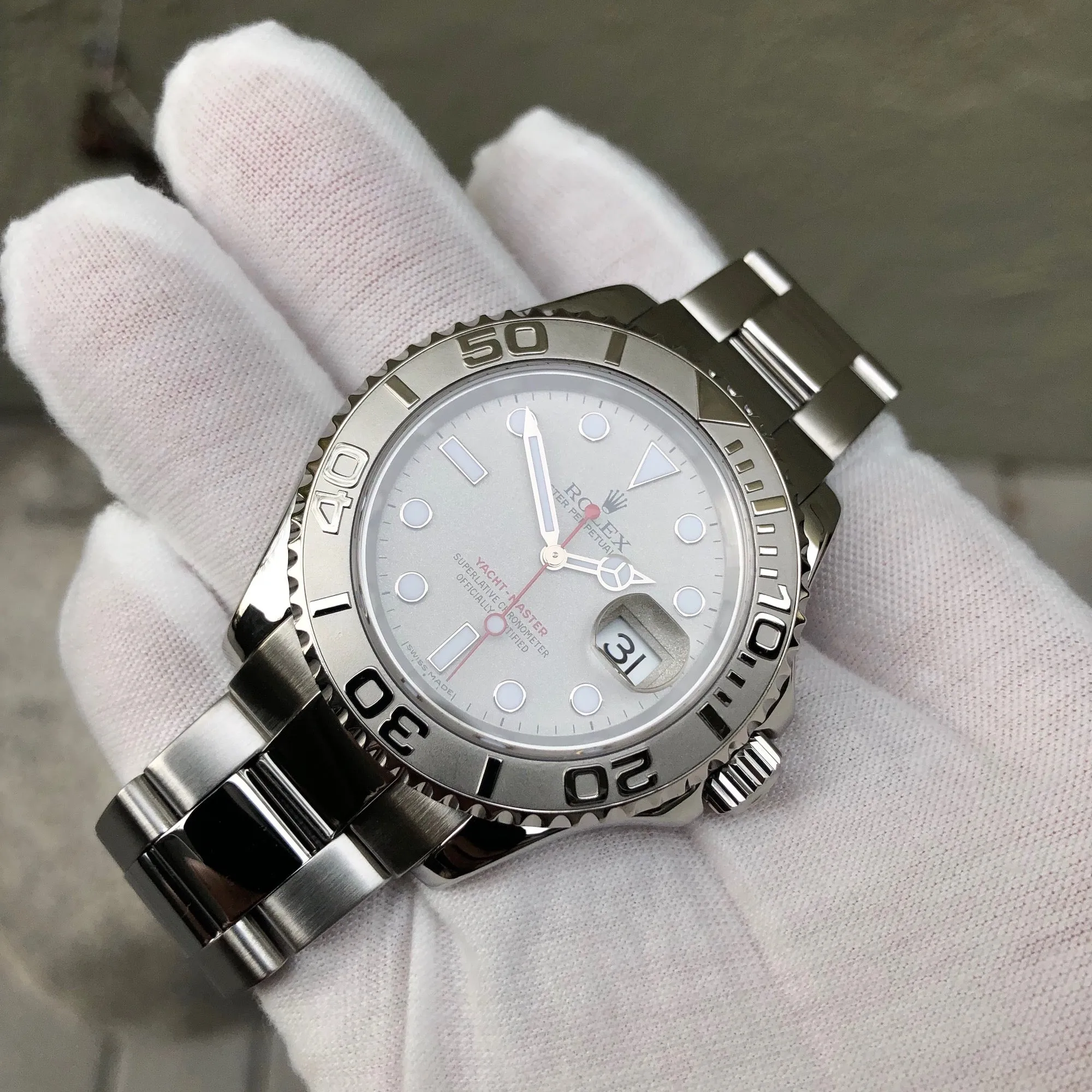 2006 Rolex Yachtmaster 16622 Platinum 40mm Steel Oyster Z Serial Wristwatch Box & Papers