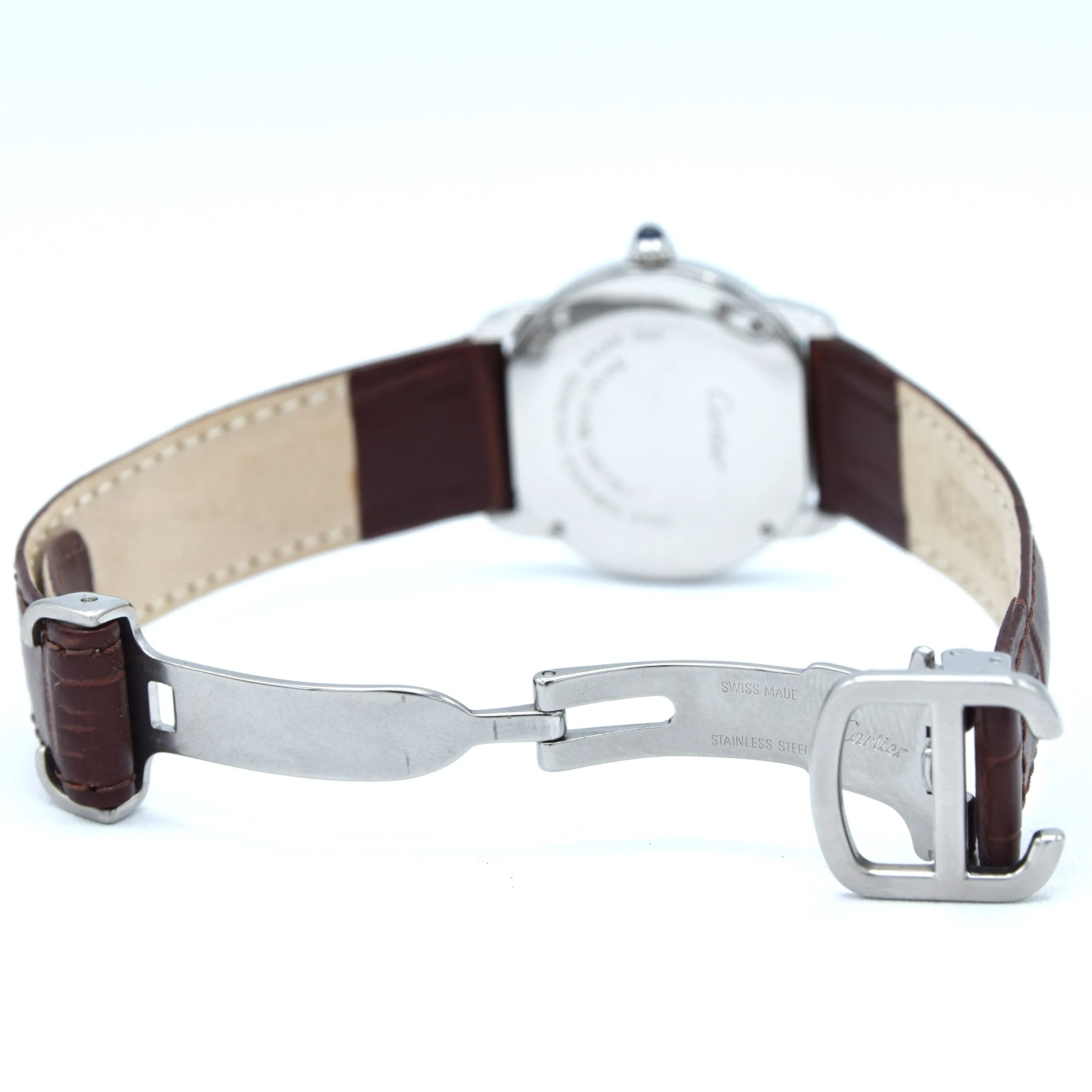 2015 Cartier 29mm Ronde Solo de  2933 - with white Roman Numeral Dial in stainless steel on deployment