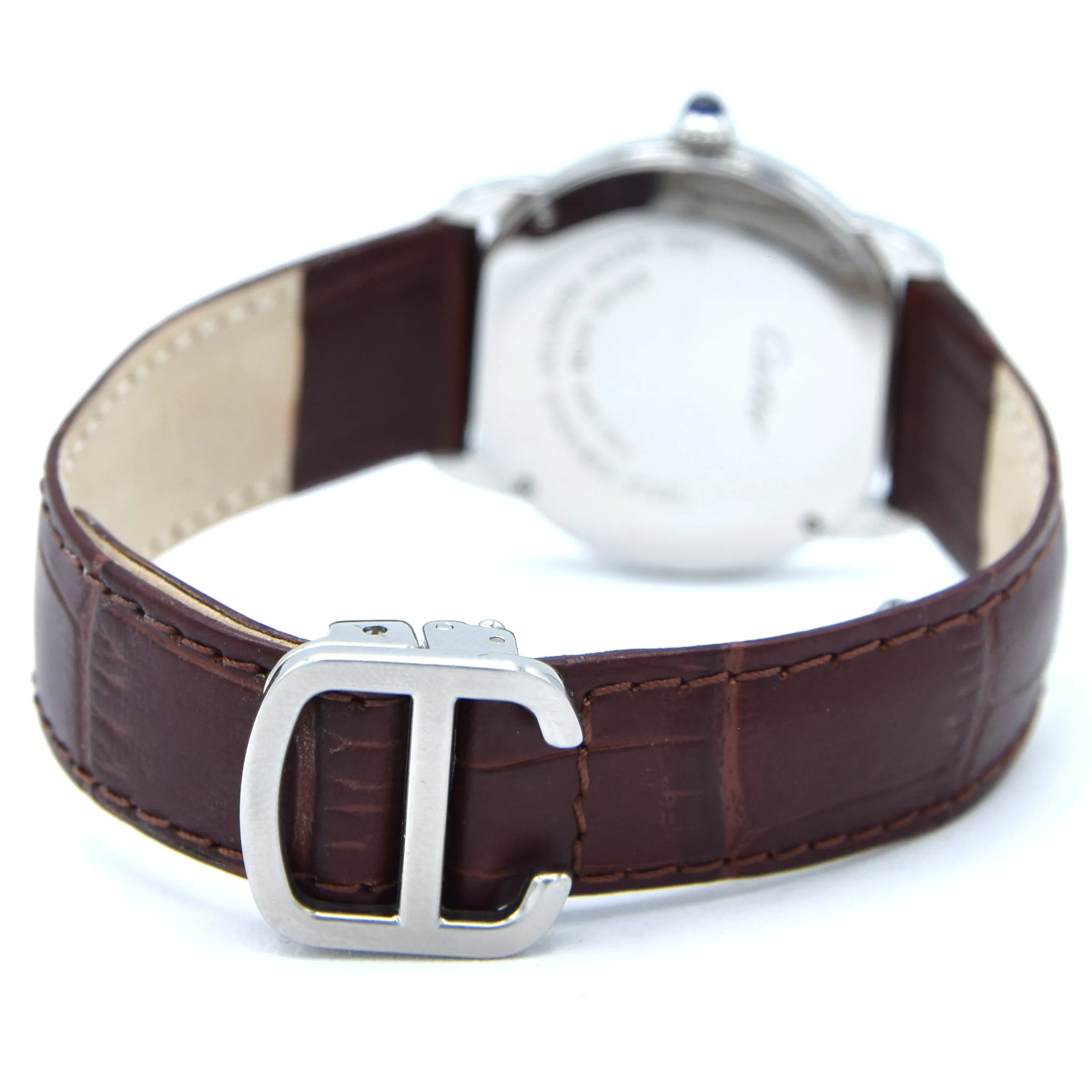 2015 Cartier 29mm Ronde Solo de  2933 - with white Roman Numeral Dial in stainless steel on deployment