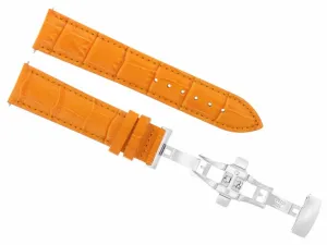 20MM LEATHER WATCH BAND STRAP FOR OMEGA SEAMASTER PLANET CLASP BUCKLE ORANGE