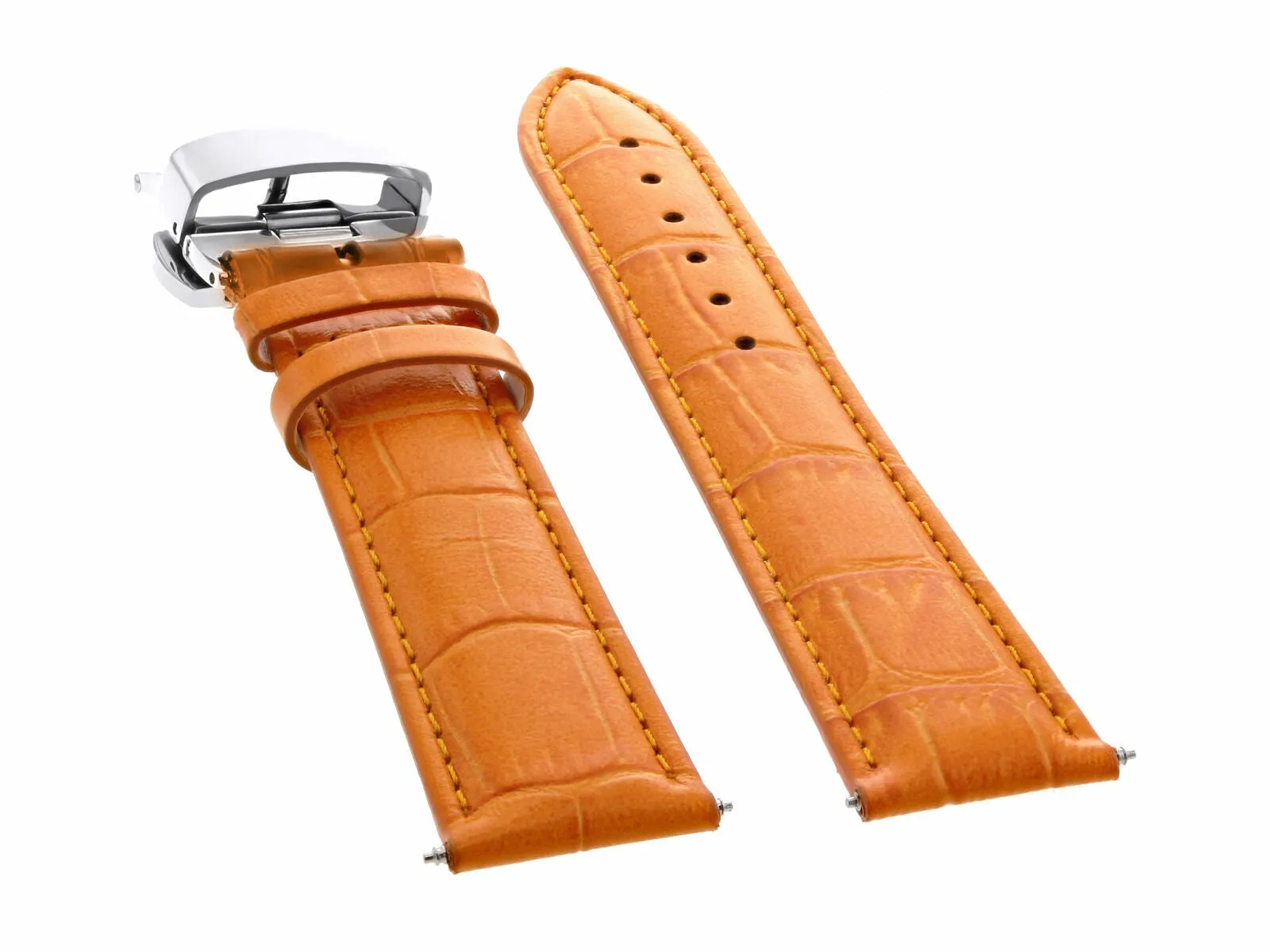 20MM LEATHER WATCH BAND STRAP FOR OMEGA SEAMASTER PLANET CLASP BUCKLE ORANGE