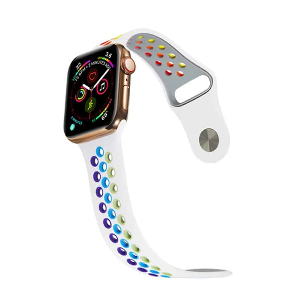 38/40/41mm Apple Watch  silicone strap - White   Rainbow (S-M)