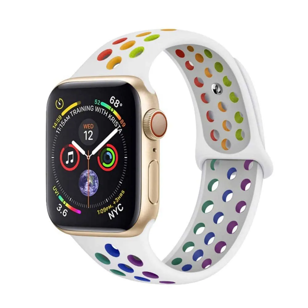 38/40/41mm Apple Watch  silicone strap - White   Rainbow (S-M)