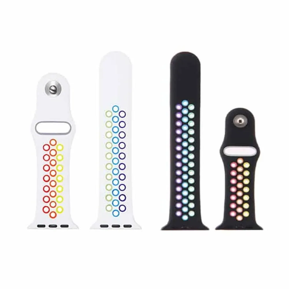 38/40/41mm Apple Watch  silicone strap - White   Rainbow (S-M)