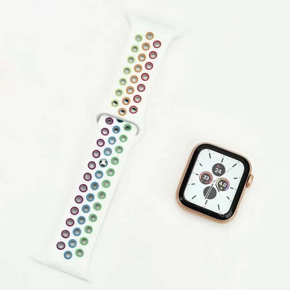 38/40/41mm Apple Watch  silicone strap - White   Rainbow (S-M)