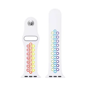 38/40/41mm Apple Watch  silicone strap - White   Rainbow (S-M)