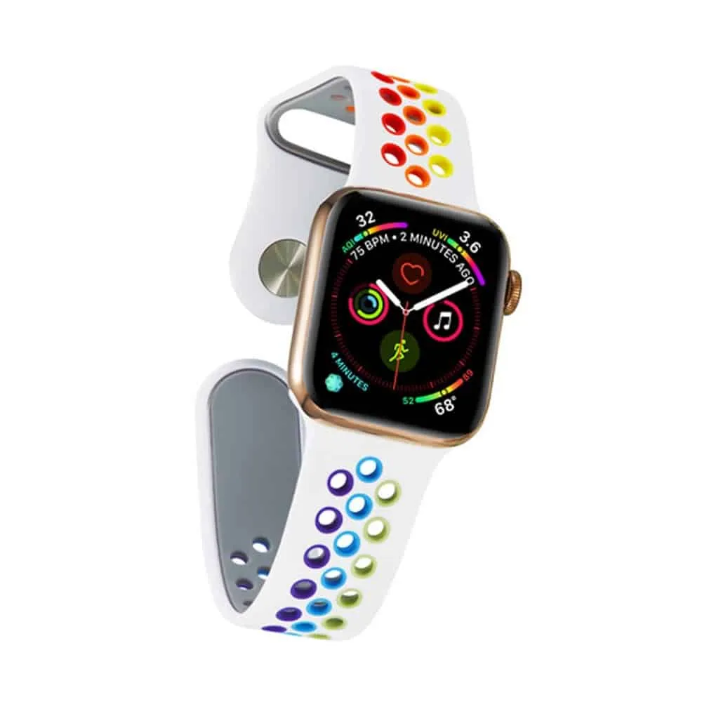 38/40/41mm Apple Watch  silicone strap - White   Rainbow (S-M)