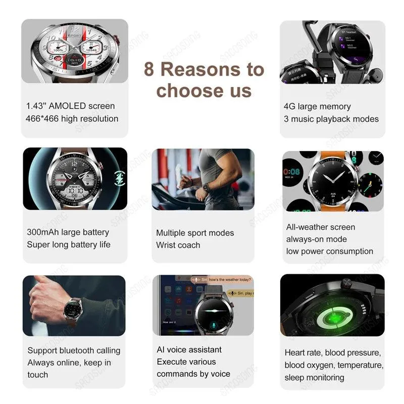 Advanced 4G RAM Smartwatch with Always-On Display - Bluetooth Calling, Health Monitoring, Music Storage - Compatible with Android & iOS