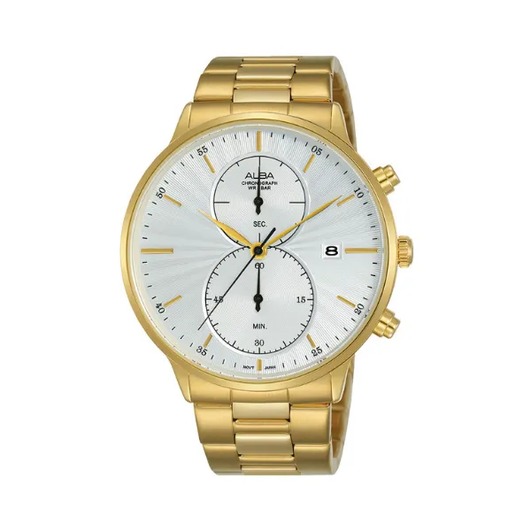 Alba Prestige White & Gold Dial Gold Steel- Aw4002X1