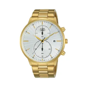 Alba Prestige White & Gold Dial Gold Steel- Aw4002X1