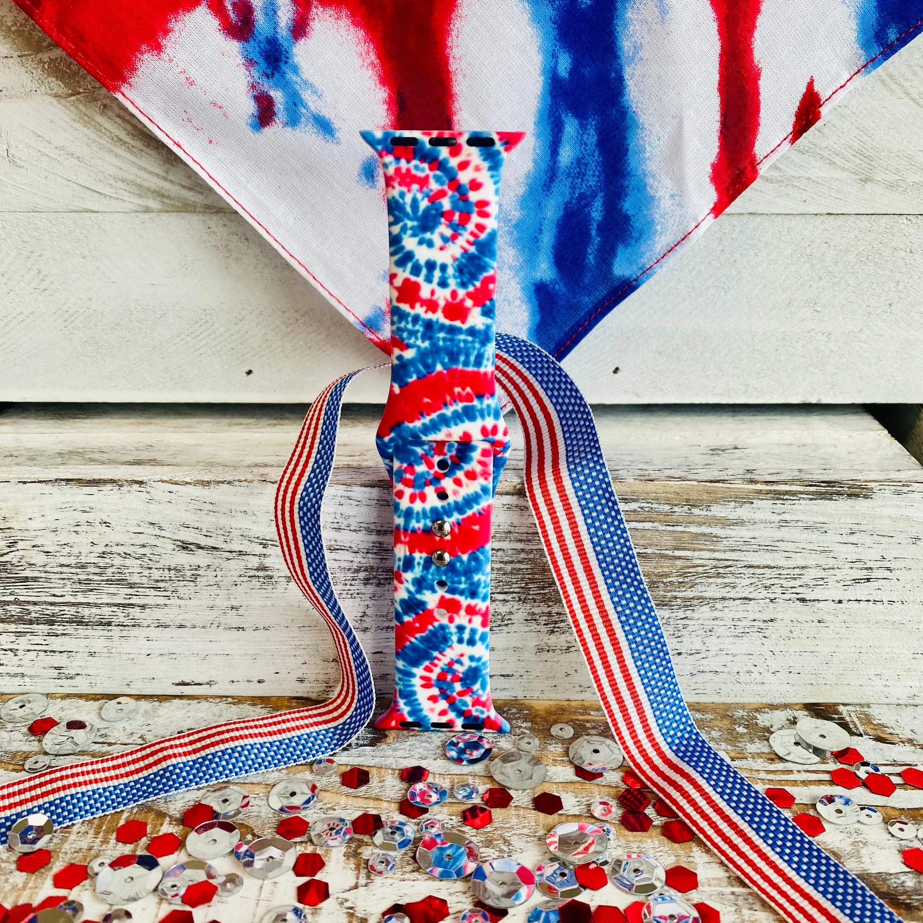 American Tie Dye Print Silicone Band For Apple Watch