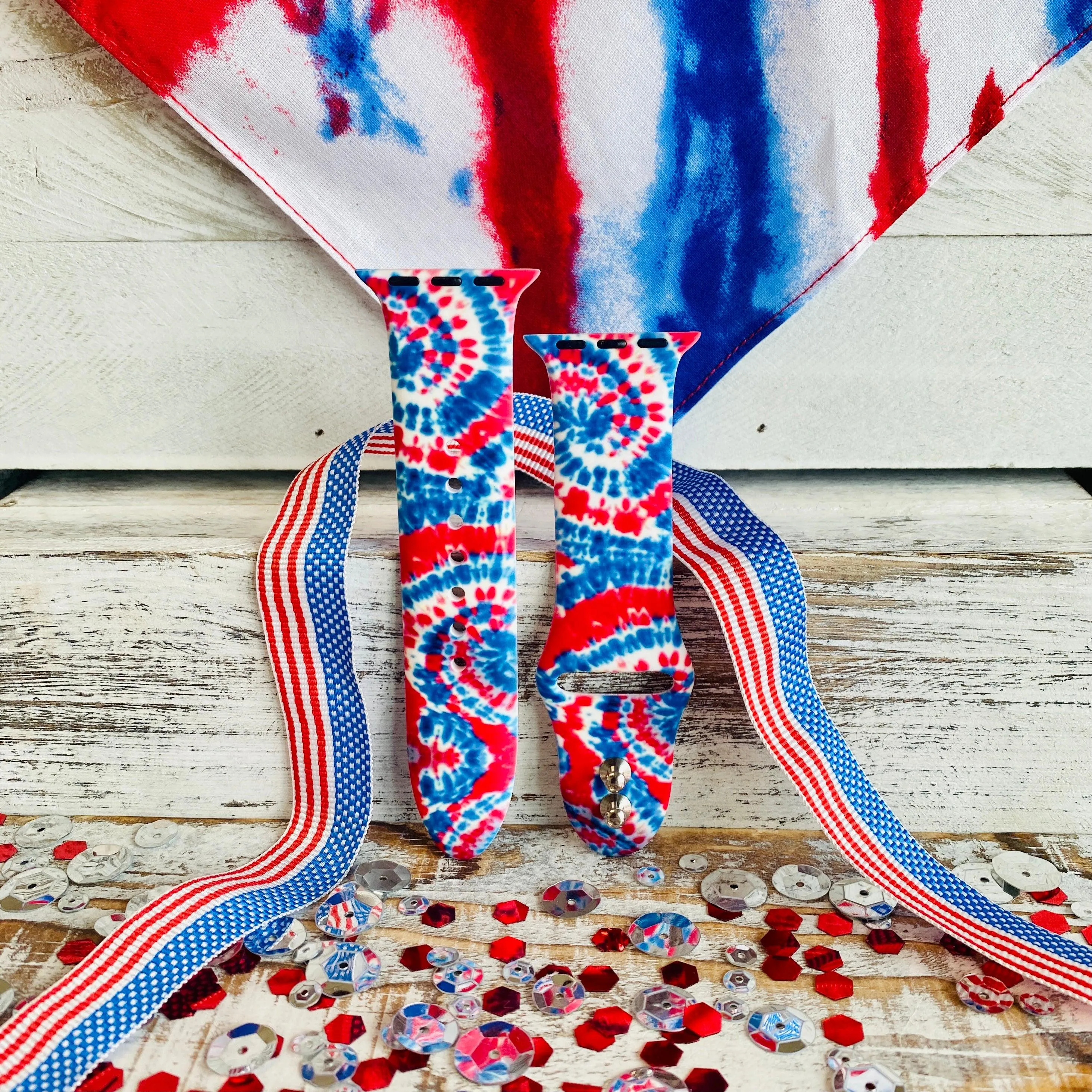 American Tie Dye Print Silicone Band For Apple Watch