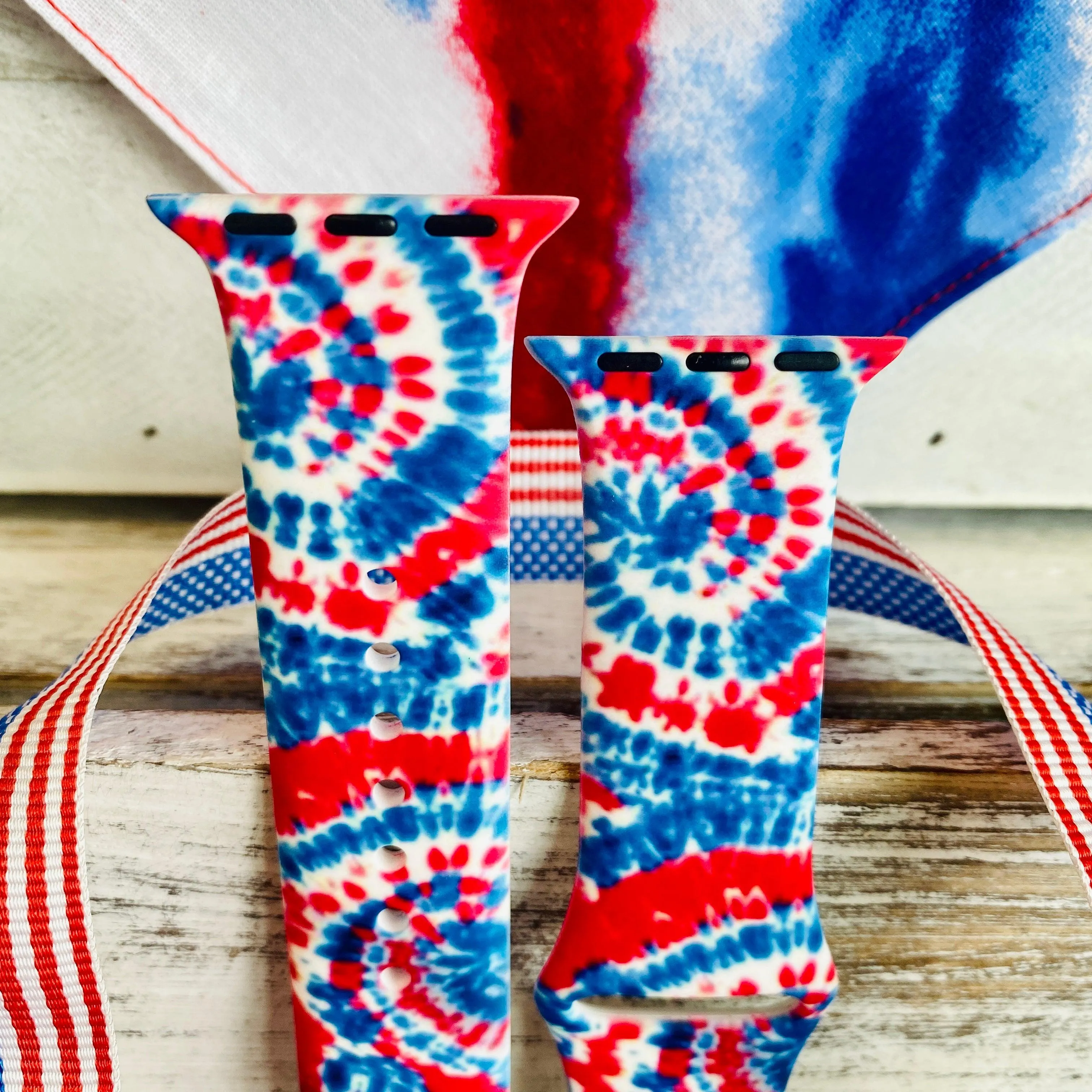 American Tie Dye Print Silicone Band For Apple Watch