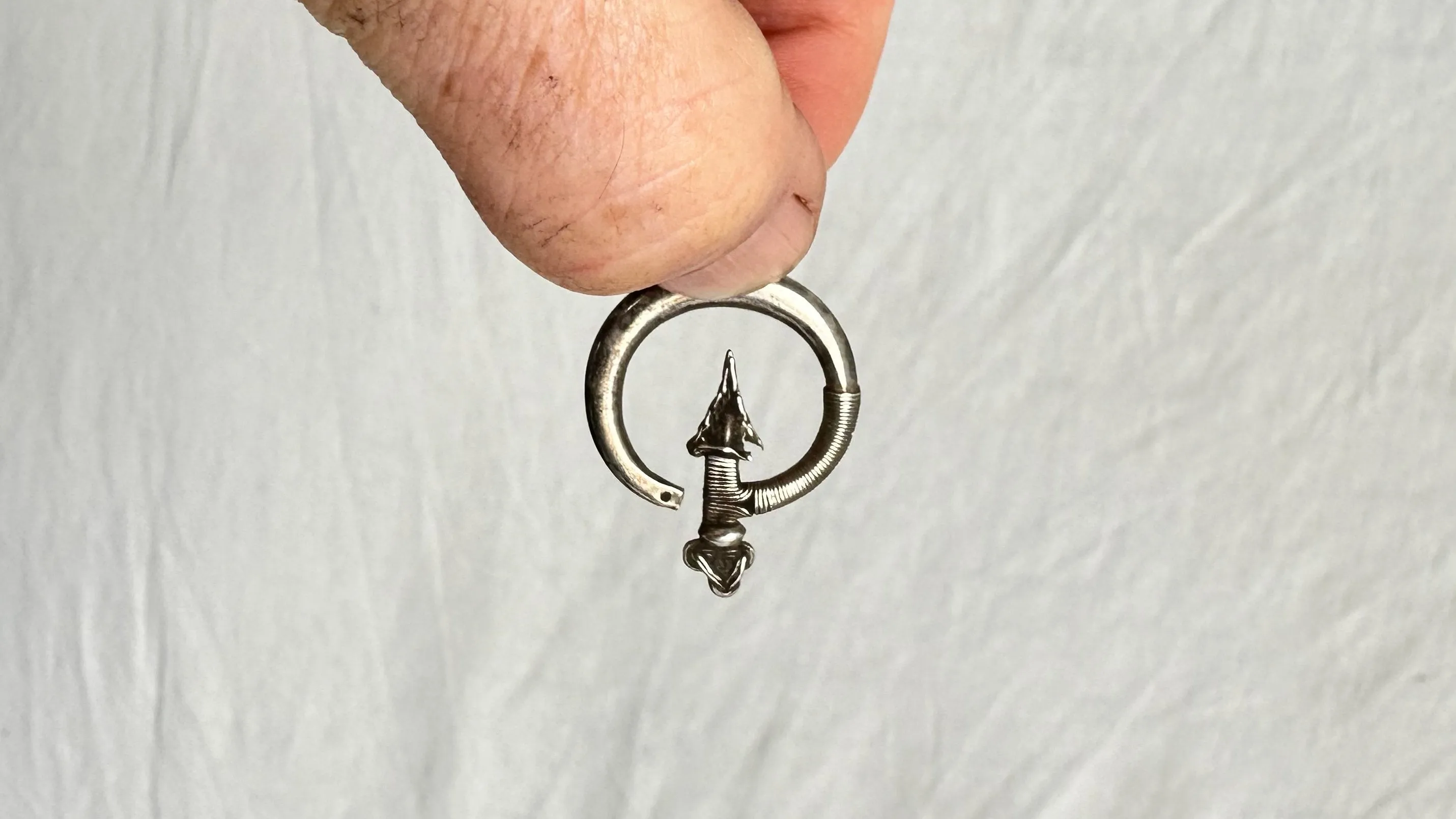 Antique Hmong Silver Tribal Earring. Northern Vietnam. Gauged Earrings. 0648