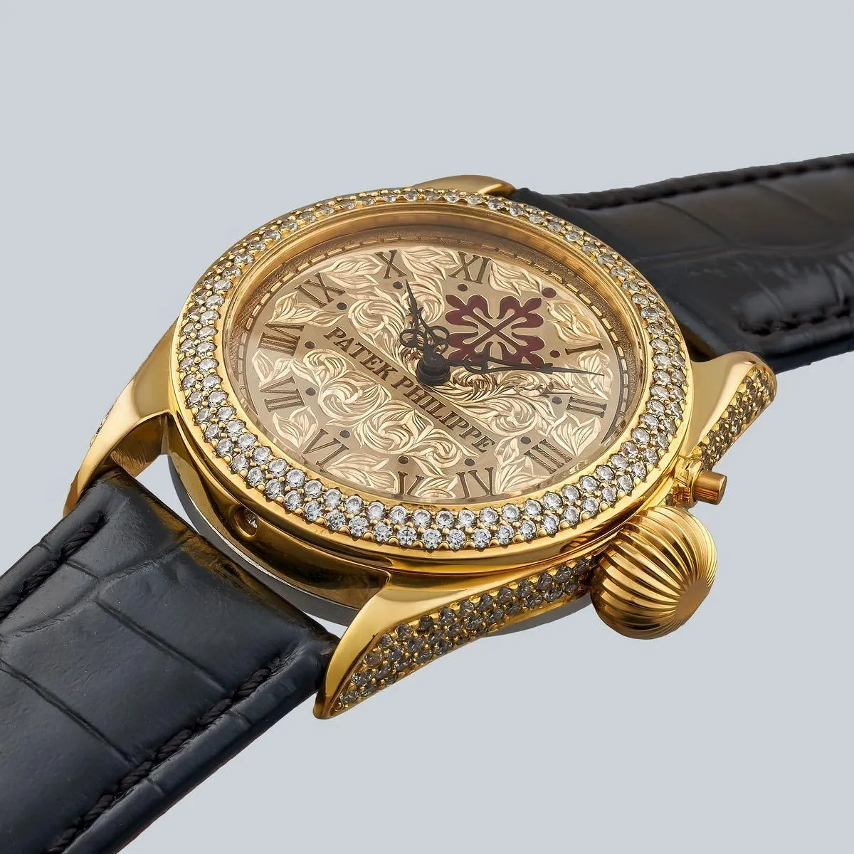 Antique Vintage Patek Philippe pocket watch with 35mm silver dial leather band watch