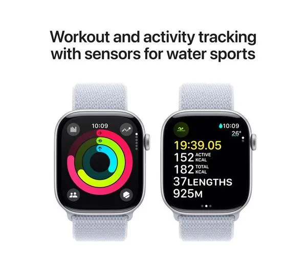 APPLE Watch Series 10 - 46mm Silver Aluminium Case with Blue Sport Loop - Very Good