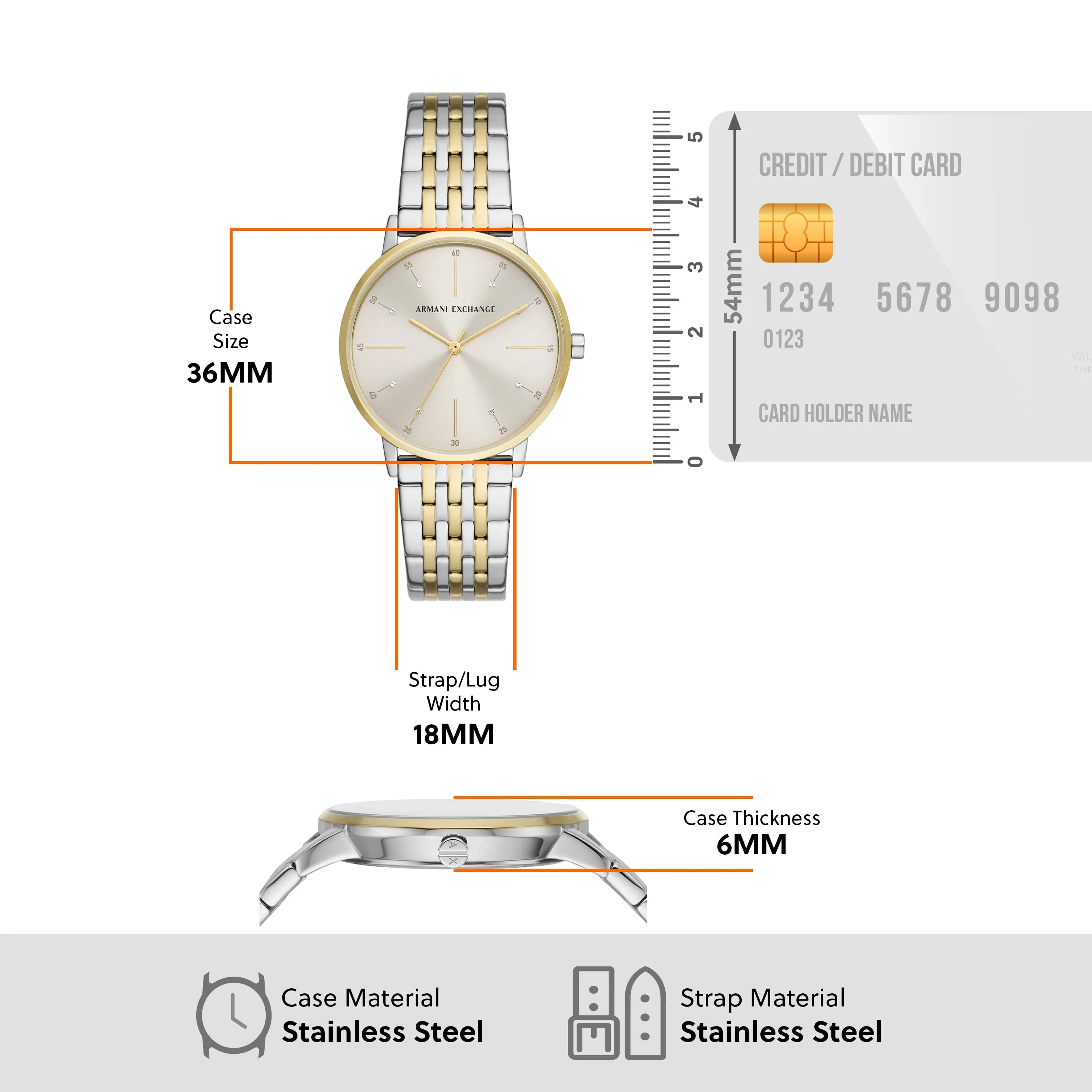 Armani Exchange Three-Hand Two-Tone Stainless Steel Watch AX5595