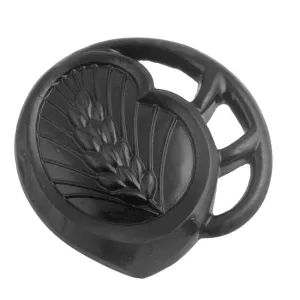 Art Nouveau Wheat Design Cabochon, molded black glass, French. 32x30mm. b5-630