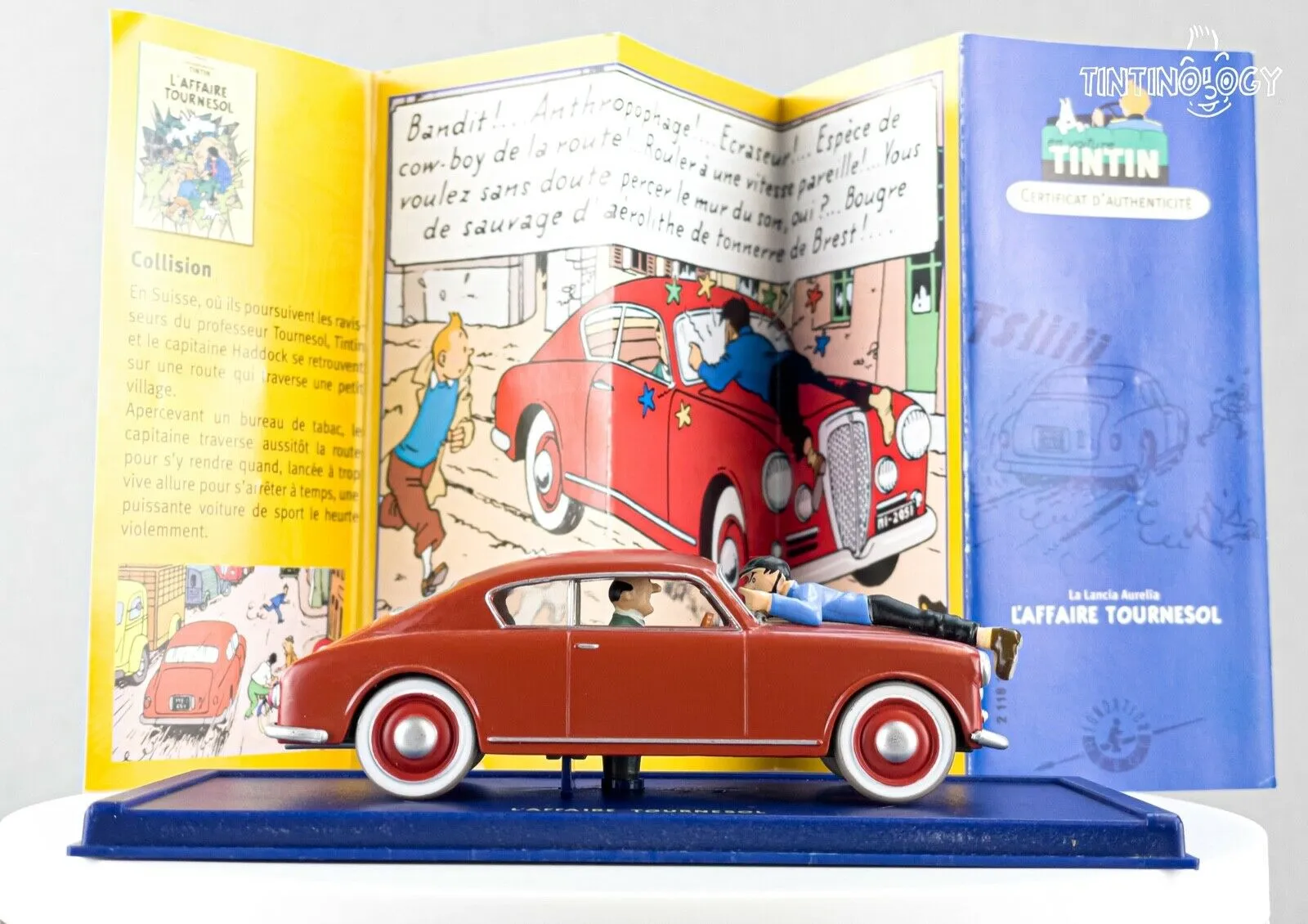 ATLAS TINTIN CAR # 26 Lancia Aurelia Calculus Herge model 1/43 Scale Voiture