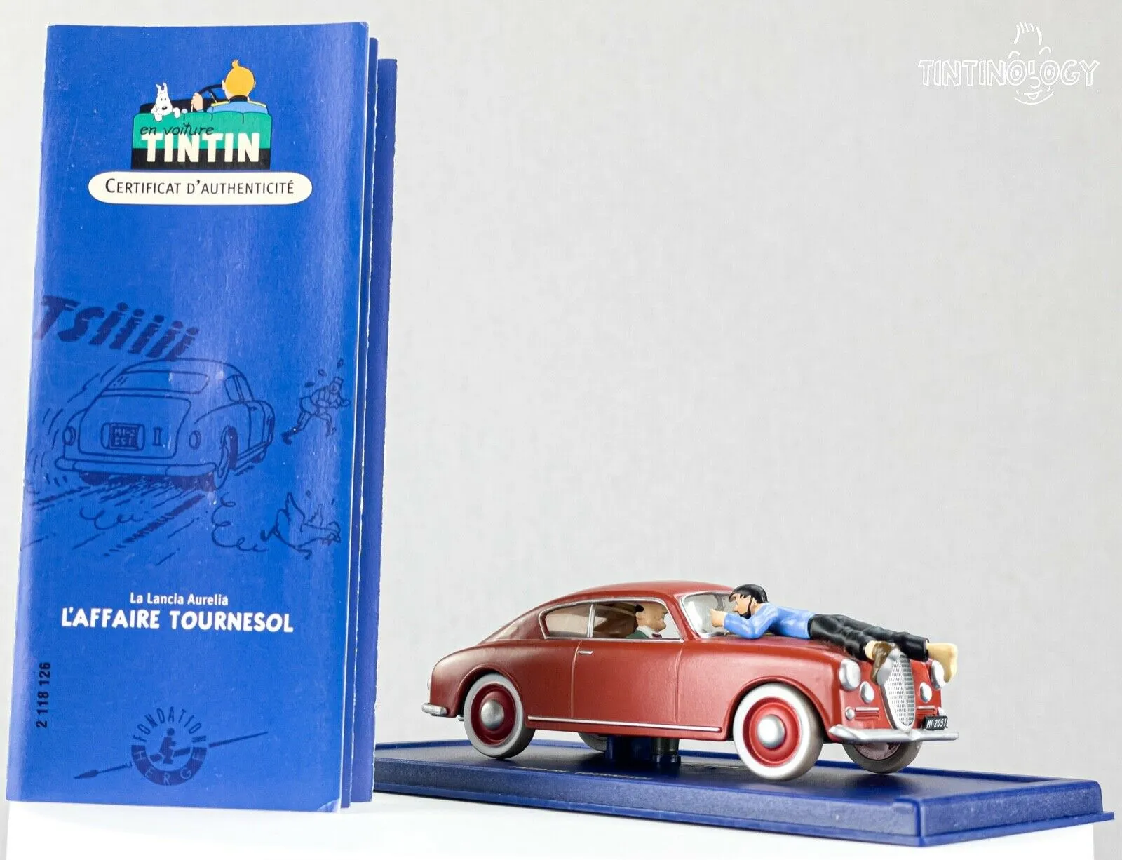 ATLAS TINTIN CAR # 26 Lancia Aurelia Calculus Herge model 1/43 Scale Voiture