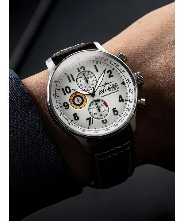 AVI-8 Hawker Hurricane Classic Chronograph Classic White Dial Quartz AV-4011-01 Mens Watch