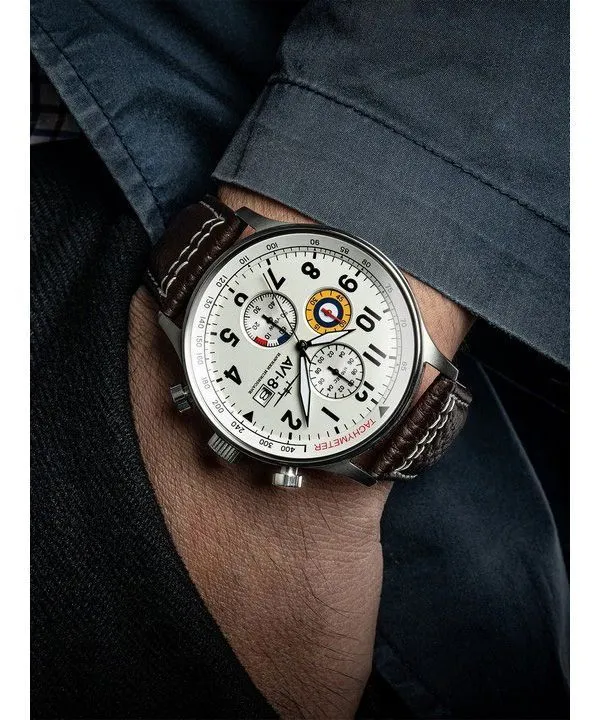 AVI-8 Hawker Hurricane Classic Chronograph Classic White Dial Quartz AV-4011-01 Mens Watch
