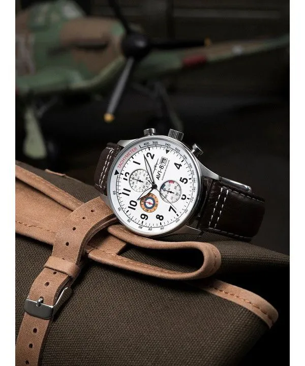 AVI-8 Hawker Hurricane Classic Chronograph Classic White Dial Quartz AV-4011-01 Mens Watch