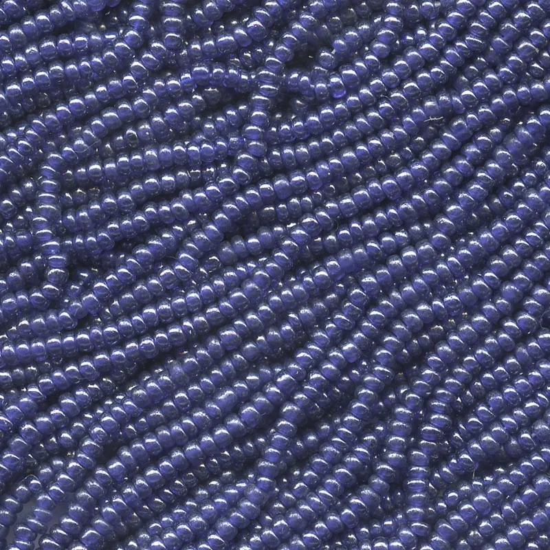 b17-113-Vintage luster opaque blue seed bead hank, 16/0, Czechoslovakia "Finest Brand" 45 gram hank.