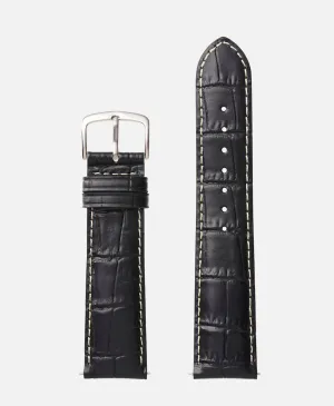 Black Contrast Stitch Alligator Grain | h0834