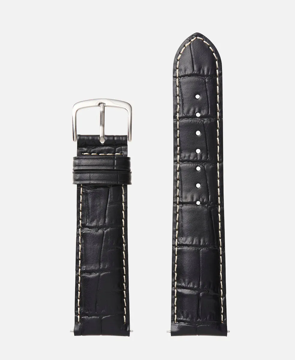 Black Contrast Stitch Alligator Grain | h0834