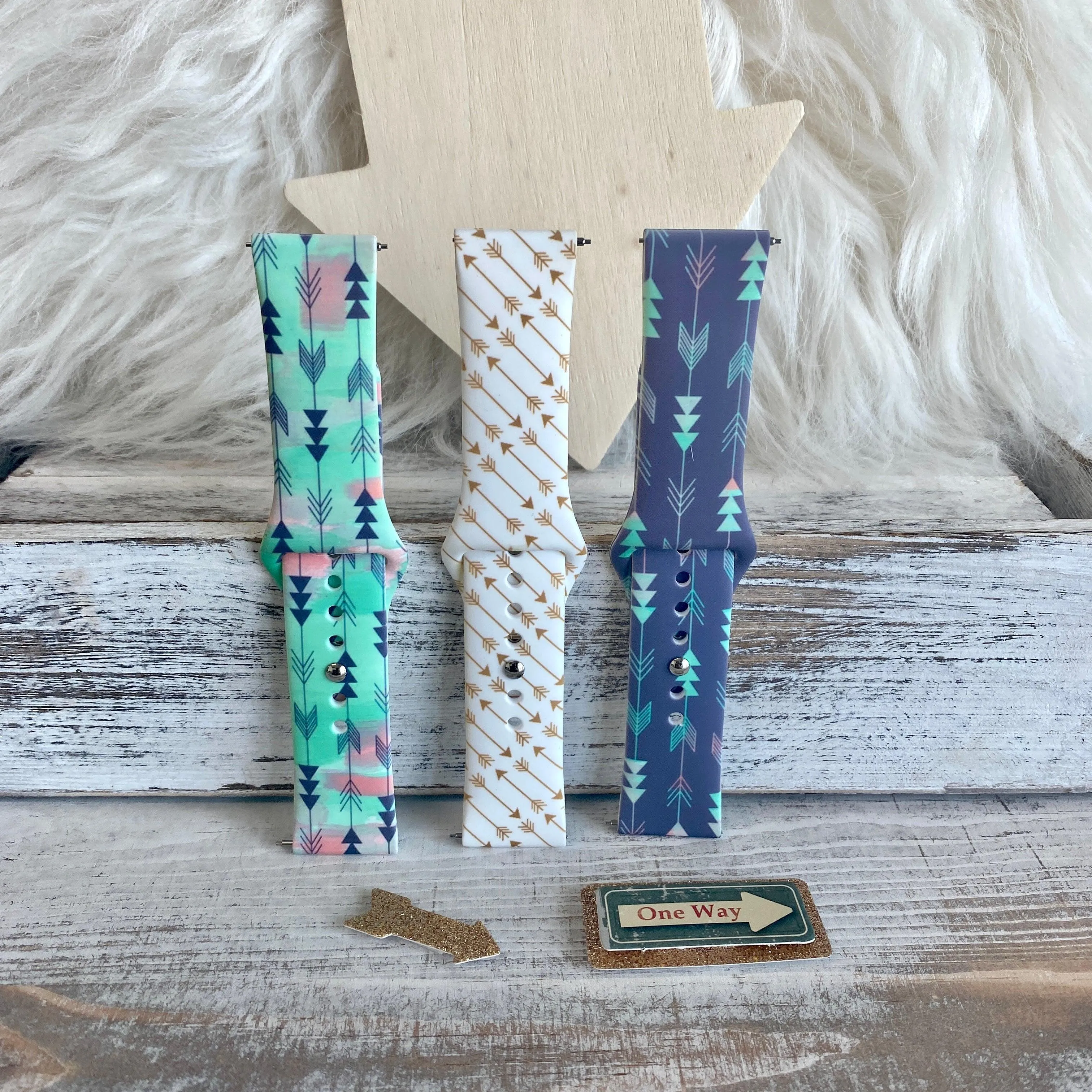 Boho-Feather Arrow Print Silicone Band For Fitbit Versa 1/2 Multiple Colors Available