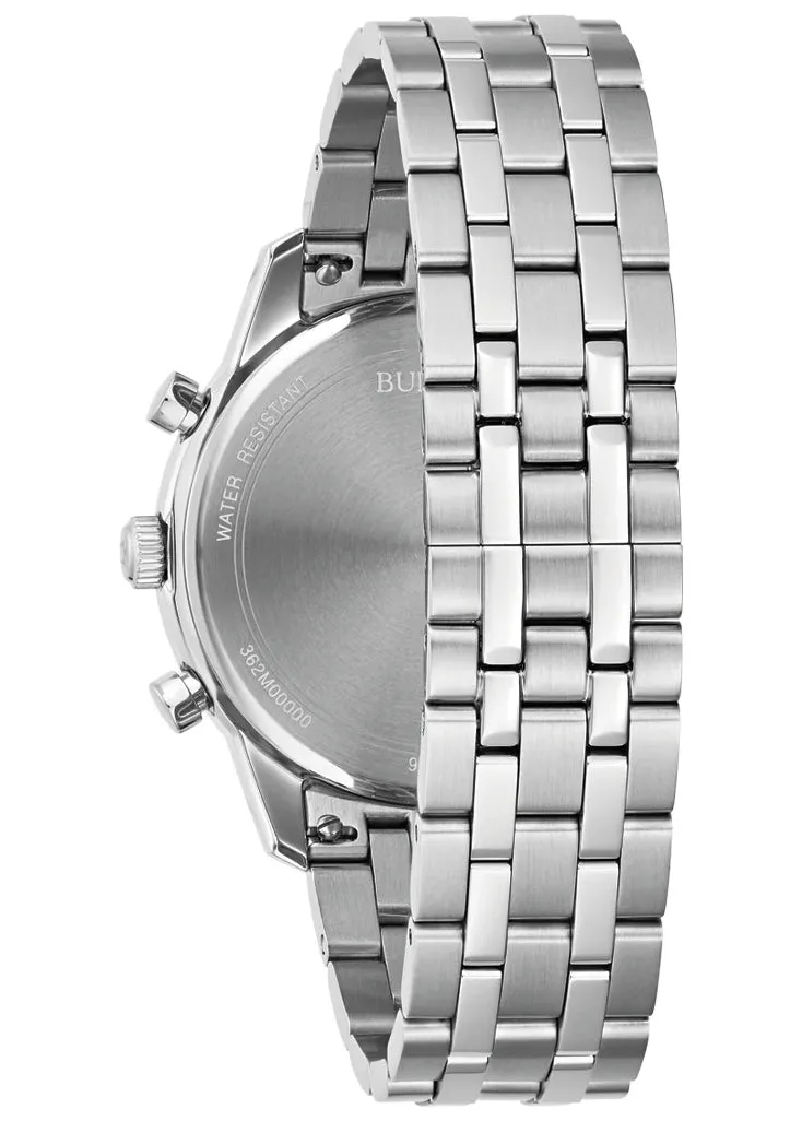 BULOVA GENTS CLASSIC SUTTON CHRONOGRAPH BLACK DIAL STEEL 96B412