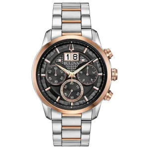 Bulova Men's Chronograph Watch - Classic Grey Dial Two Tone Bracelet | 98B335