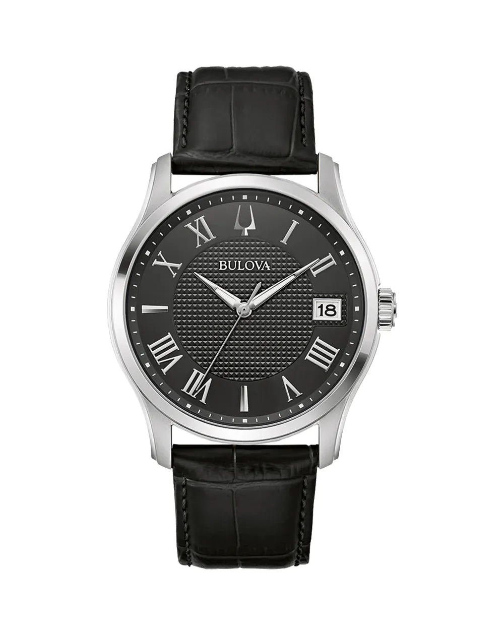 Bulova Wilton Men's Classic Black Dial 96B390 Stylish Everyday Leather Strap Watch